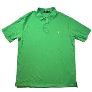 Polo Ralph Lauren Mens XLT Green Short Sleeve Pique Polo Shirt Yellow Pony Logo